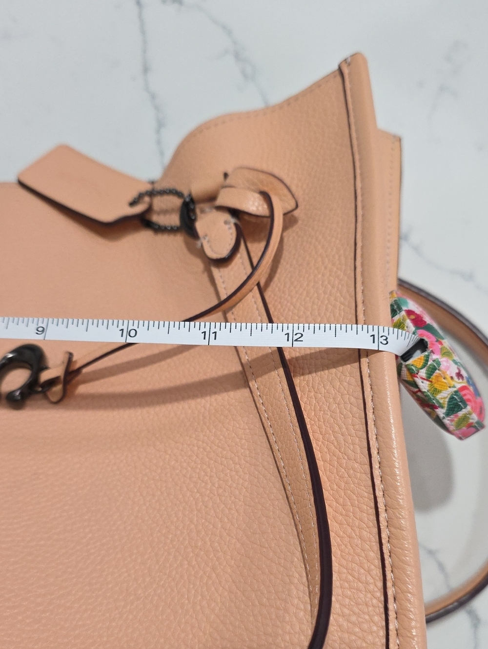 Coach Pebbled Leather Tote in Peach Blush with Dark Interior - Picture 9 of 13